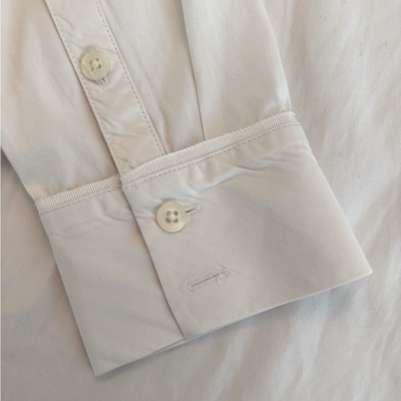 VINEYARD VINES White Solid Ruffle Neck Top Popover 1/2 Button Up 8 - Picture 6 of 6